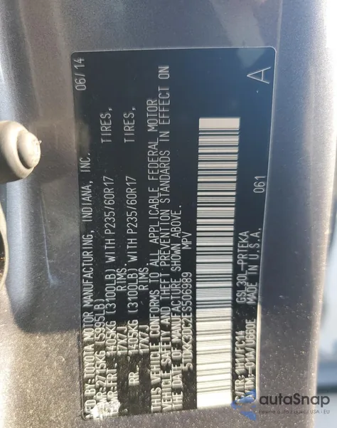 2014 Toyota Sienna Le z USA, uszkodzony, nr VIN 5TDKK3DC2ES506989